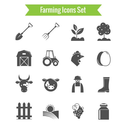 Farming Harvesting and Agriculture Icons Set vector