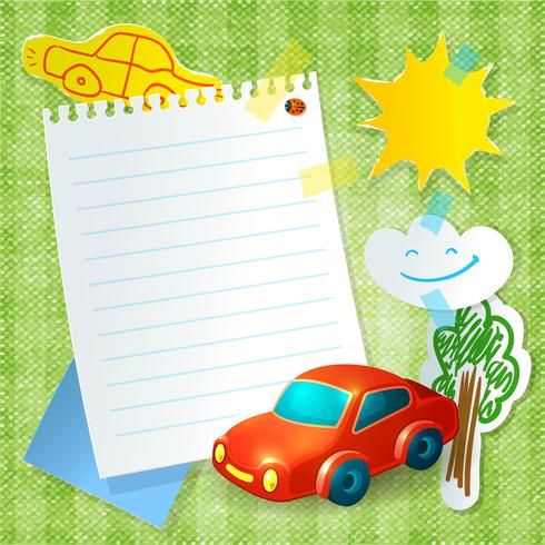 Toy car paper postcard template vector