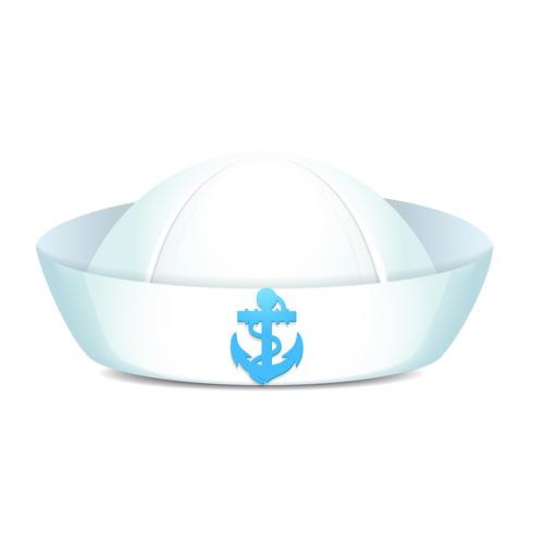 Peaked sailor hat with blue anchor vector