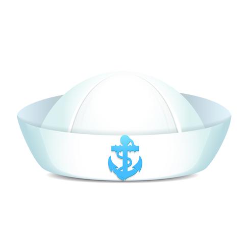 Sombrero de marinero enarbolado con ancla azul vector