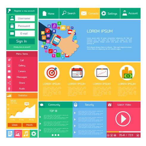 Flat website template vector