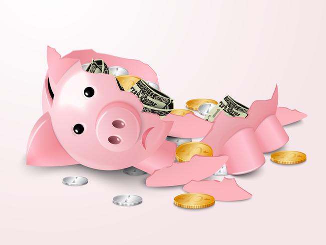 Broken piggybank vector