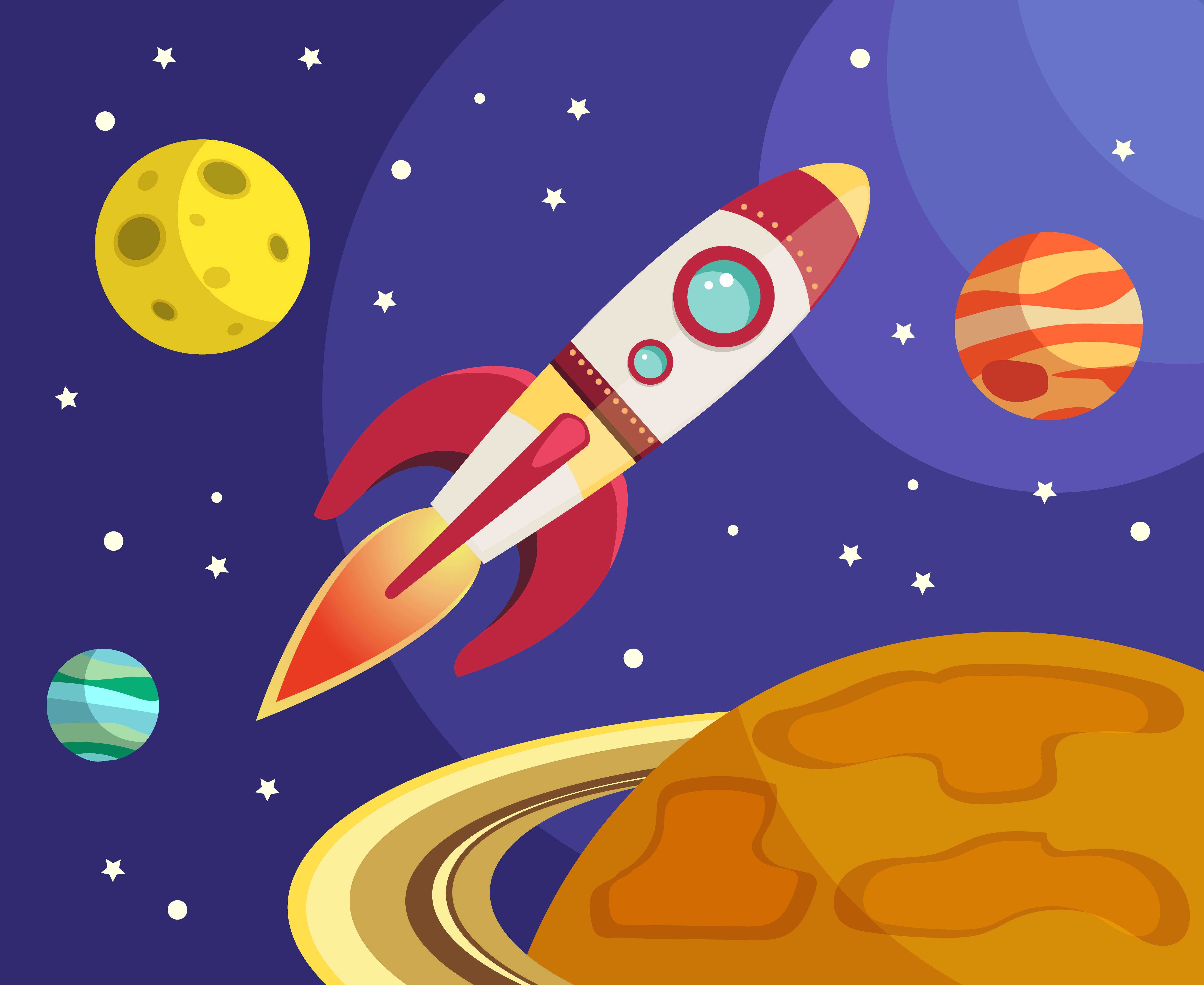 Space Rocket Ship Flying In Space 460694 Vector Art At Vecteezy