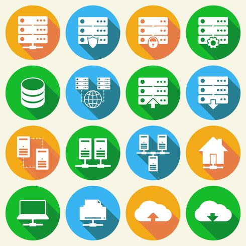 Hosting Technology Icons Set vector