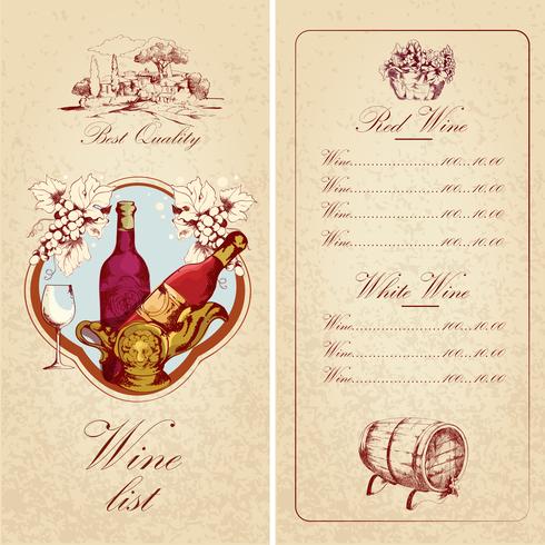 Plantilla de carta de vinos vector