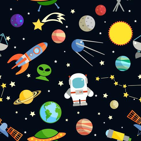 Space seamless pattern vector