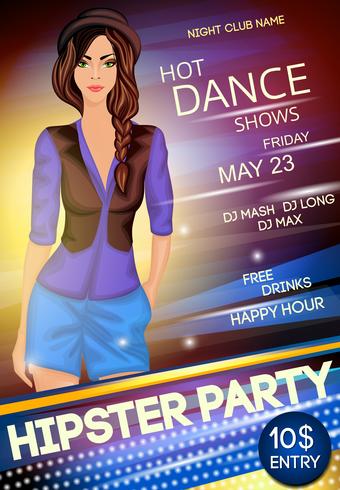 Night club hipster party poster vector