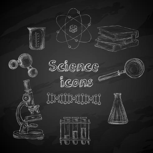 Science chalkboard icons vector