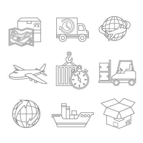 Logistic icons outline vector