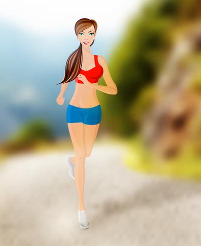 Woman running outdoor vector