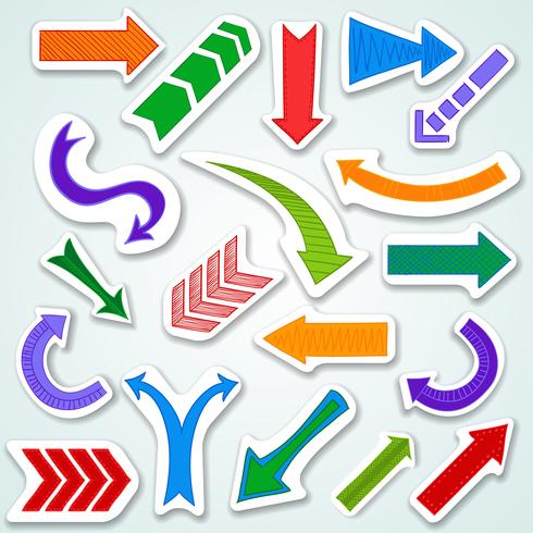 Arrows stickers set vector