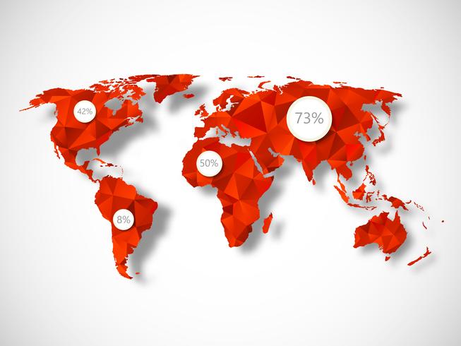 Mapa del mundo poligonal con elementos infográficos. vector