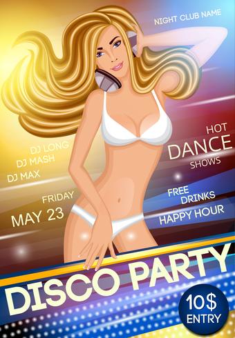 Night club disco party poster vector