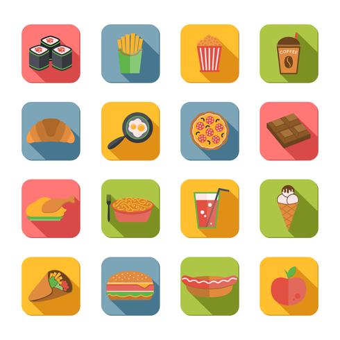 Iconos de comida rápida plana vector