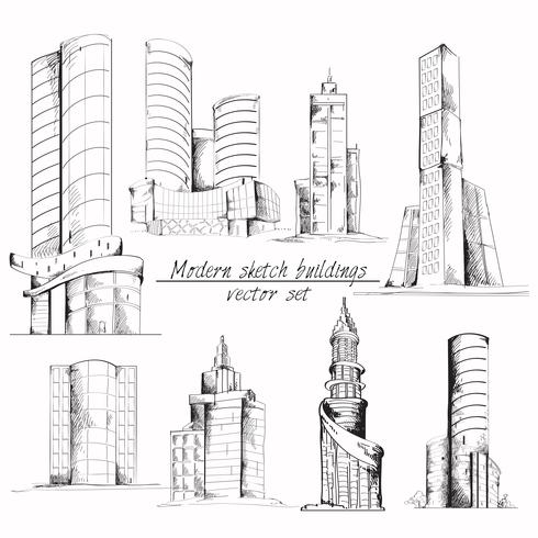 Modern sketch building vector