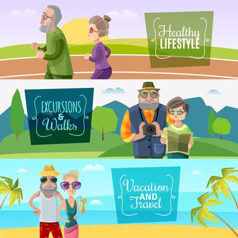 Old Couple Horizontal Banners  vector