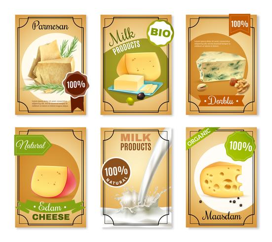 Banners verticales de productos lácteos vector