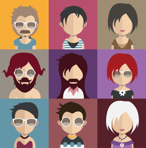 People avatars with colorful backgrounds vector