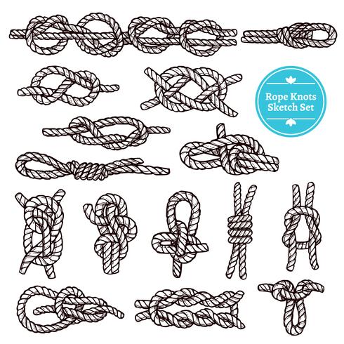 Rope Knots Sketch Set vector