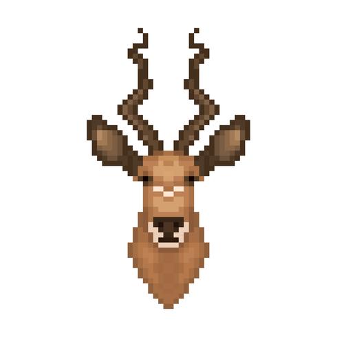 Antelope head in pixel art style. vector
