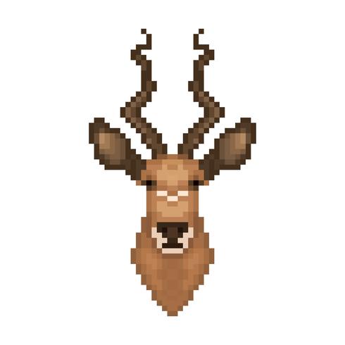 Antelope head in pixel art style. vector