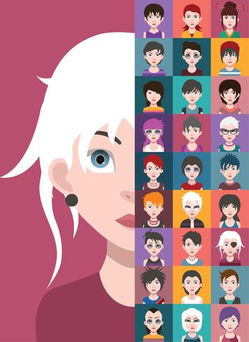 People avatars with colorful backgrounds vector