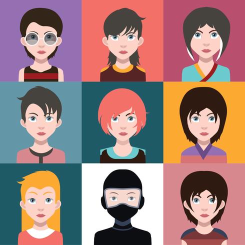 Avatares de personas con fondos coloridos. vector