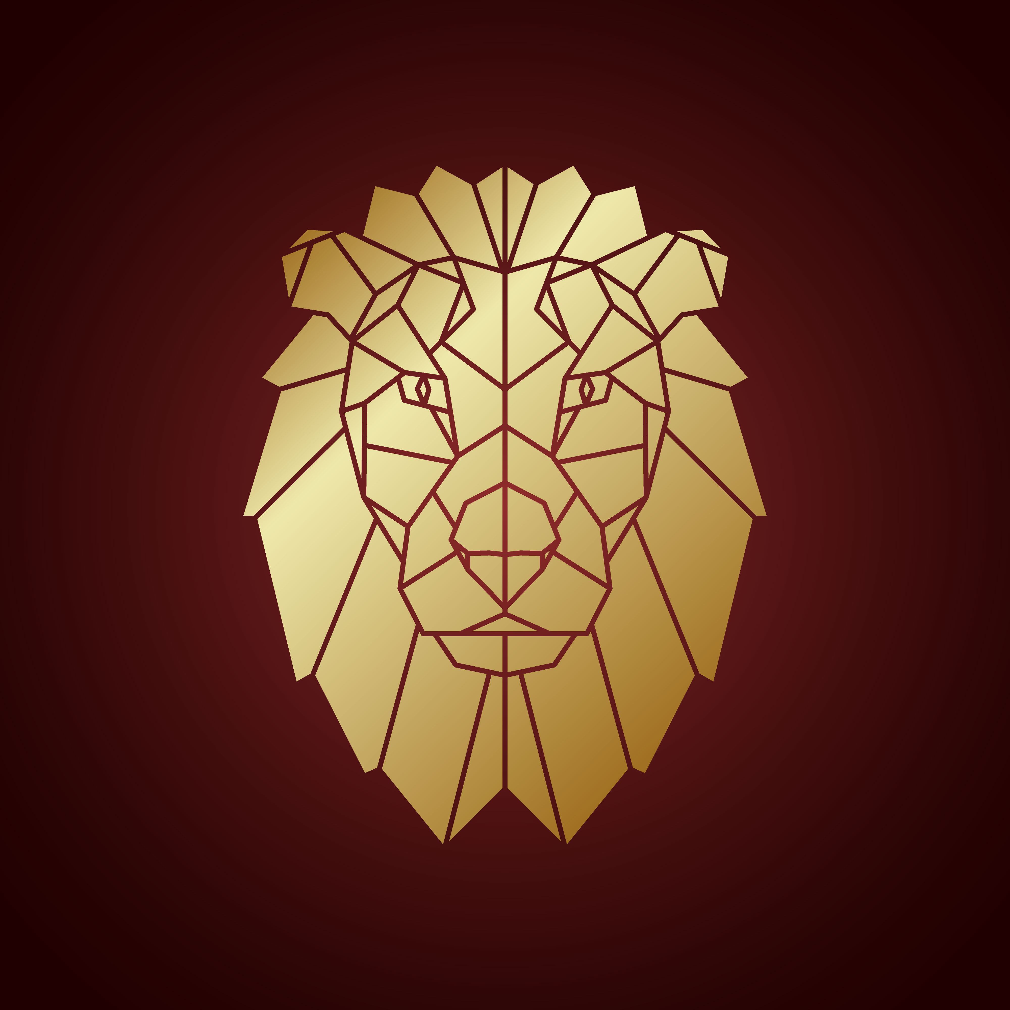 Download Golden lion head, geometric silhouette isolated on dark ...