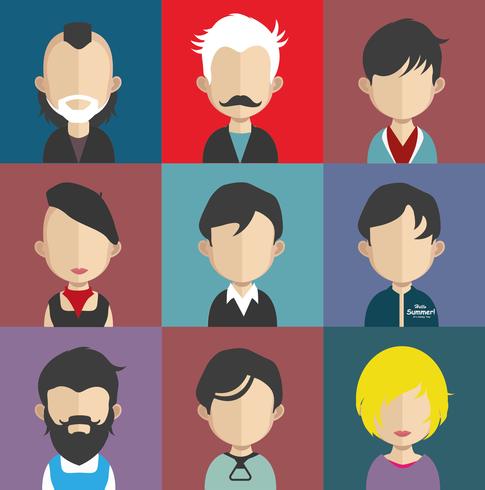 Avatares de personas con fondos coloridos. vector