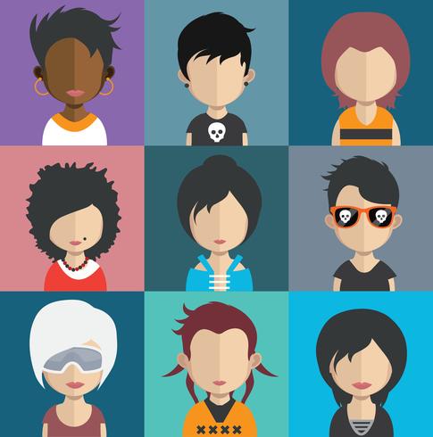 People avatars with colorful backgrounds vector