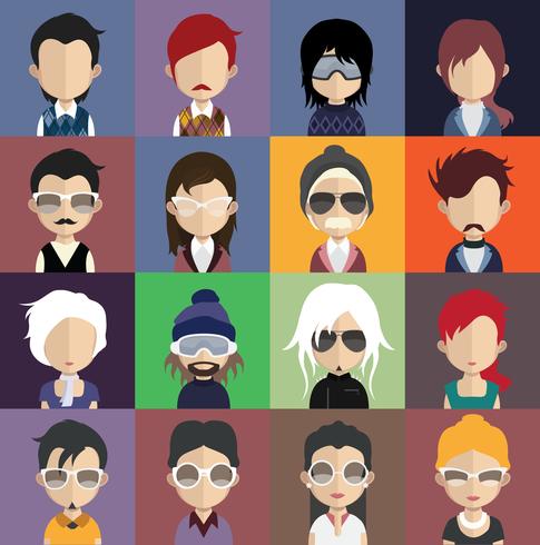 People avatars with colorful backgrounds vector