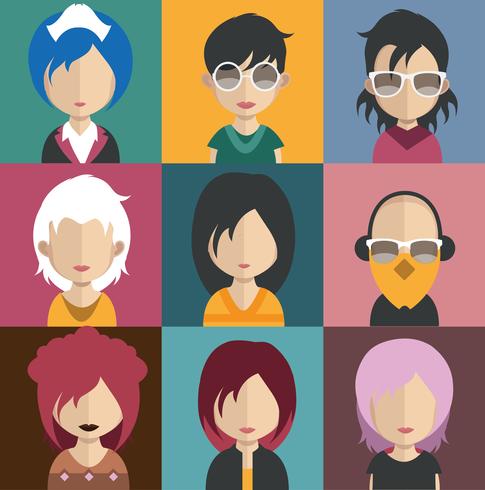 People avatars with colorful backgrounds vector