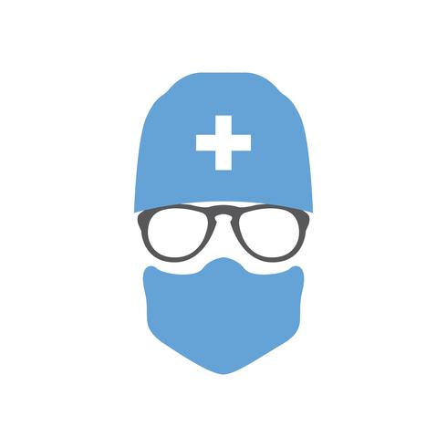 Avatar médico cirujano en sombrero y máscara. vector