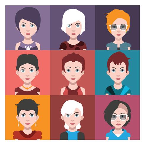 Avatares de personas con fondos coloridos. vector