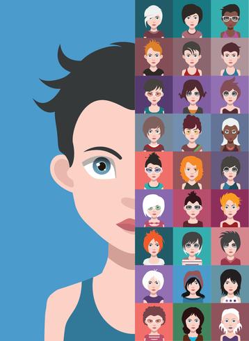 Avatares de personas con fondos coloridos. vector