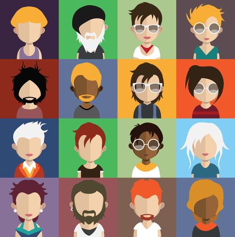 People avatars with colorful backgrounds vector