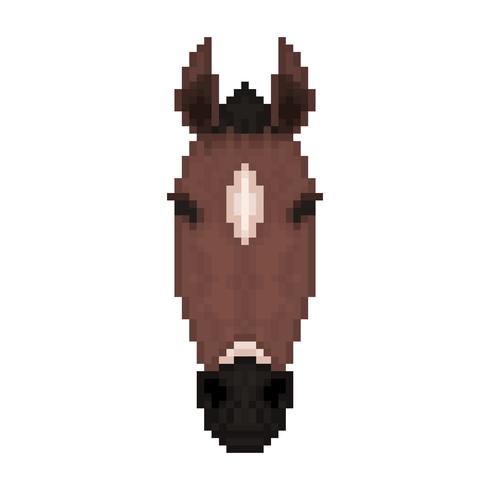 Horse head in pixel art style. vector