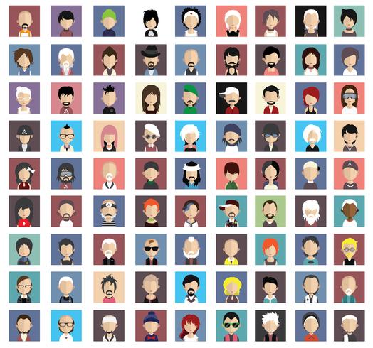 Avatares de personas con fondos coloridos. vector