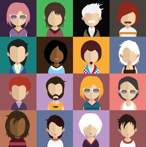 Avatares de personas con fondos coloridos. vector