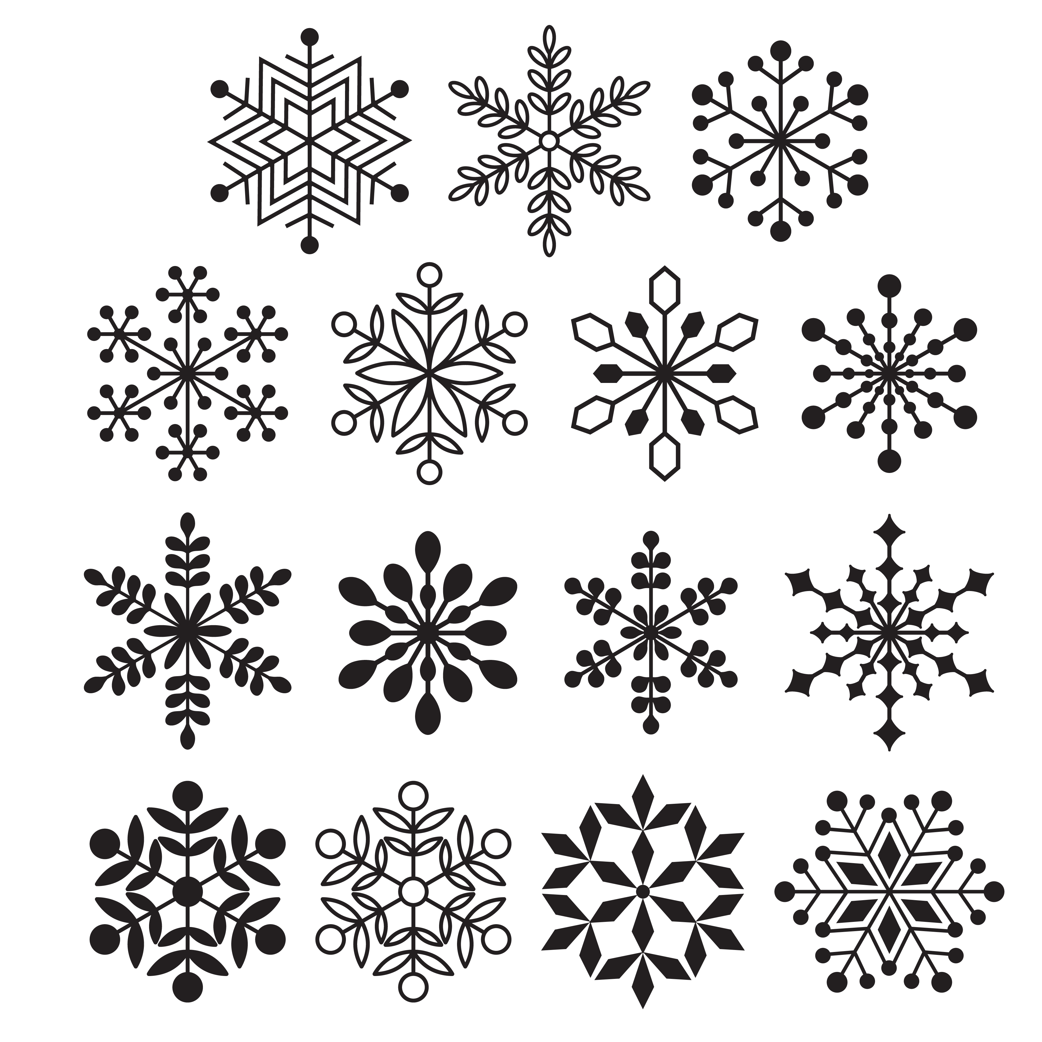 black silhouette snowflakes 461023 - Download Free Vectors ...