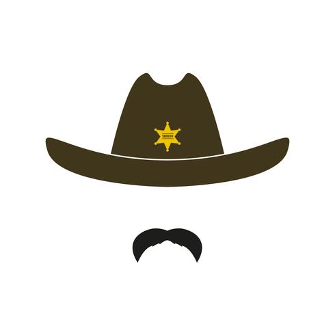 Icono de la cara del sheriff aislado en el fondo blanco. vector