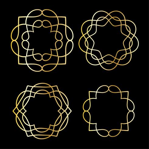 gold outline medallion shapes vector