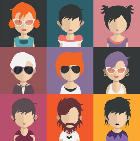 Avatares de personas con fondos coloridos. vector