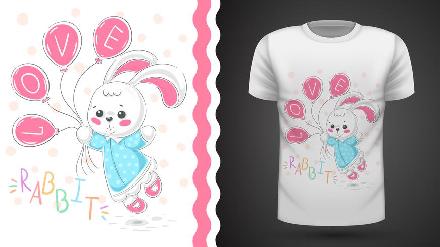 Princess rabbit - idea for print t-shirt. vector