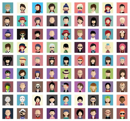 Avatares de personas con fondos coloridos. vector