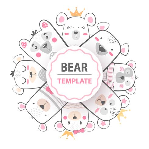 Cute winter illustration. Bear characters. vector