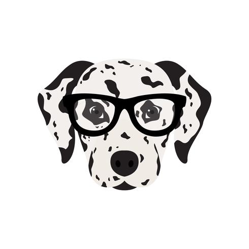 Dalmatian dog in glasses. vector