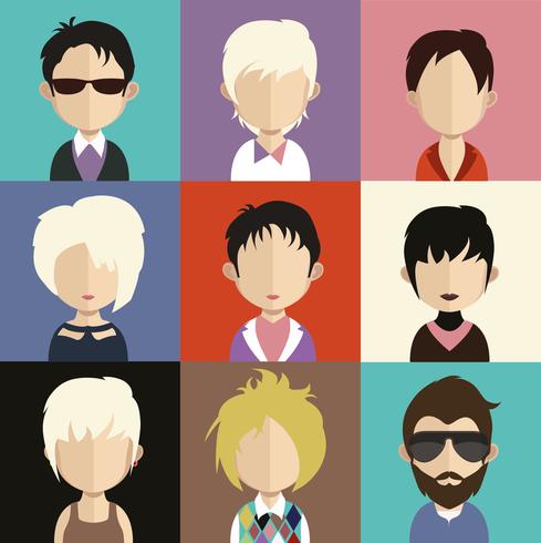 People avatars with colorful backgrounds vector