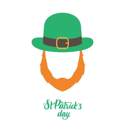 Irish elf with red beard and green hat. St. Patrick's Day. vector