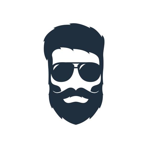 Illustration of a hipster head with a beard vector